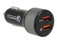 Napájecí adaptér do auta - 3 A - QC 3.0 - 2 výstupní konektory (USB) - černá
