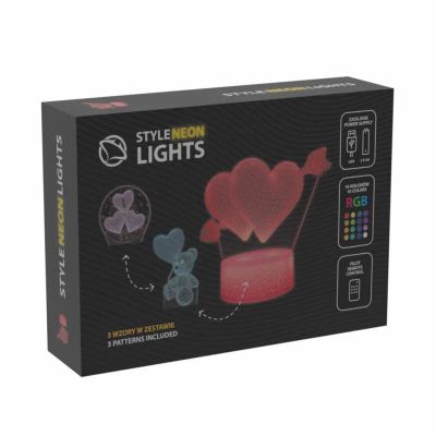 MANTA HEARTS, 3D LED Neon dekorace (3x vzor)