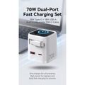 MEGATECH, Rýchlonabíjačka 2x USB-C/1x A, 70W, biel