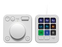 Logitech Master Series MX Creative Console - Sada klávesnice a císelnice - podsvícení - USB-C - blede šedá