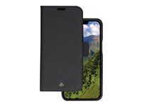 Pouzdro s klopou pro mobilní telefon - písmové hnědé úplety z udržitelné kůže - noční čerň - pro Apple iPhone 14 Pro Max