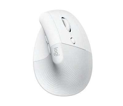 Logitech Lift/Vertikální/Optická/Pro praváky/4 000 DPI/USB+BT/Světle šedá