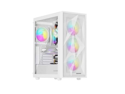 Počítačová skříň Genesis DIAXID 605 ARGB/Midi Tower/Transpar./Bílá