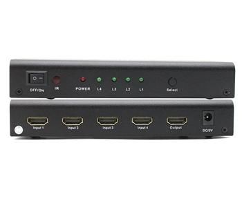 PremiumCord HDMI switch 4:1, kovový, dálkové ovl.