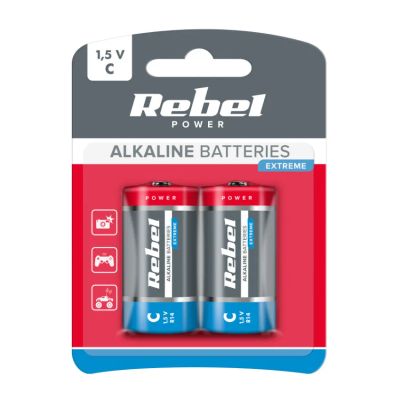 Baterie C (R14) alkalická REBEL EXTREME Alkaline Power 2ks / blister BAT0093B