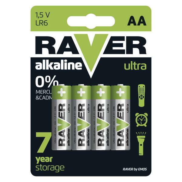 Baterie AA (R6) alkalická RAVER 4ks