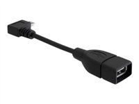 Kabel USB - USB (F) do Micro USB typ B (M) - USB 2.0 OTG - 11 cm - 90° konektor