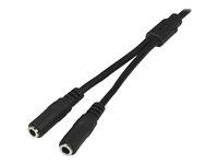 Slim Audio Splitter Y Cable and Headphone Extender - Male to 2x Female AUX Cable (MUY1MFFS) - Audio separátor - mini-phone stereo 3.5 mm s piny (male) do mini-phone stereo 3.5 mm se zdířkami (female) - 20 cm - černá - pro P/N: MU15MMS, MU6MMS