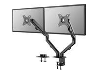 Montážní sada - plný pohyb - pro 2 LCD displeje - ocel - černá - velikost obrazovky: 17"-27" - upevnění svorkou, průchodka, upevnitelné na stůl
