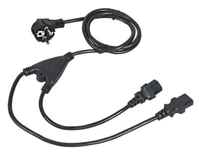 Kabel C-TECH síťový  1,8m 220/230V napájecí, rozdvojka Y, VDE