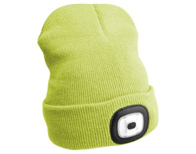 Čepice s čelovkou 180lm, nabíjecí, USB, univerzální velikost, bavlna/PE, fluorescenční žlutá SIXTOL