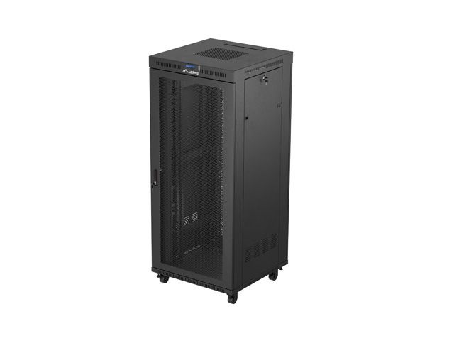 19" Volně stojící racková skříň 37U 800X800 černá lcd perforovaná dvířka lanberg (ploché balení)