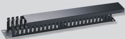 Vyvaz.panel 19"1U kov Lišta Průchozí černý 45mm hl