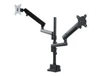 Pole Mount, C-Clamp/Grommet (ARMDUALPIVOT) - Montážní sada (žerď, 2 ramena monitoru, základna, 2 desky VESA, 2 držáky monitoru, držák nářadí) - plně pohyblivý dvojitý rameno - pro 2 monitory - hliník - černá - velikost obrazovky: 32" - upevnitelné na stůl