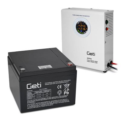 Zdroj záložní GETI GEP301 sinus 300W nástěnný + baterie 28Ah