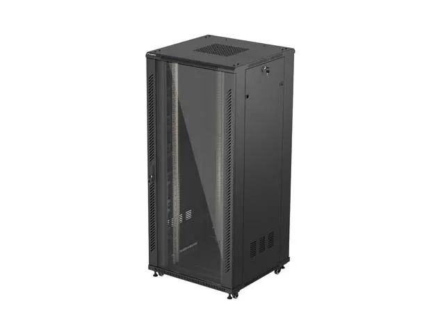 19" Volně stojící racková skříň 37U 800X800 černé skleněné dveře lanberg (ploché balení)