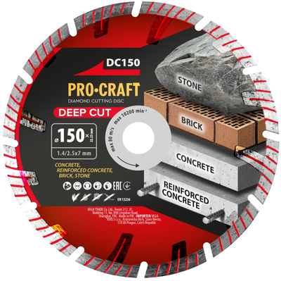 Diamantový řezný kotouč 150 mm PROCRAFT DC150 Deep Cut