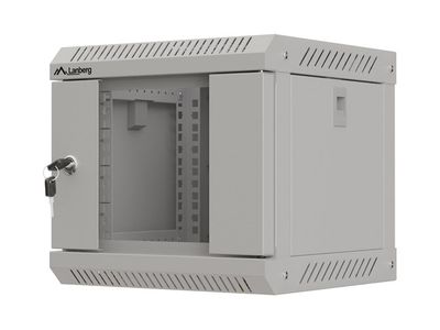 Lanberg racková skříň 10" nástěnná 4u/300x300 (flat pack) s prosklenými dveřmi šedá