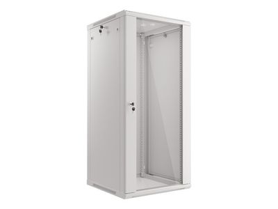 Lanberg racková skříň 19" nástěnná 27u/600x600 (flat pack) s prosklenými dveřmi šedá V2