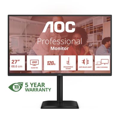 AOC/Q27E4CV/27"/IPS/QHD/120Hz/4ms/Černá/5R