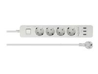 Napájecí pásek - AC 250 V - 4000 Watt - vstup: power CEE 7/7 - výstupní konektory: 4 (3 x USB typ A, 4 x CEE 7/3) - 1.5 m kabel - bílá