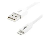 Startech 1m (3ft) White Apple 8-pin Lightning Connector to USB Cable for iPhone / iPod / iPad - Charge and Sync Cable - 1 meter (USBLT1MW) - Kabel Lightning - Lightning s piny (male) do USB s piny (male) - 1 m - dvojnásobne stínený - bílá - pro P/N: KITBXAVHDPEU, KITBXAVHDPNA, KITBXAVHDPUK, KITBXDOCKPEU, KITBXDOCKPUK, KITBZDOCK