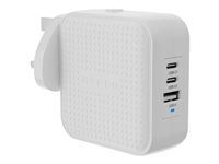 Síťový adaptér - GaN - 70 watt - QC 3.0, Power Delivery 3.0 + PPS - 3 výstupní konektory (USB, 2 x USB-C) - bílá