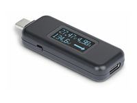 USB-C tester napájení - digitální multimetr, obousměrný - černá