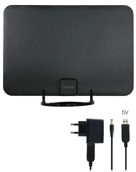 EVOLVEO Xany 2A, 230/5V, aktivní pokojová anténa FM/DAB+/DVB-T2, filtr LTE,4G,5G