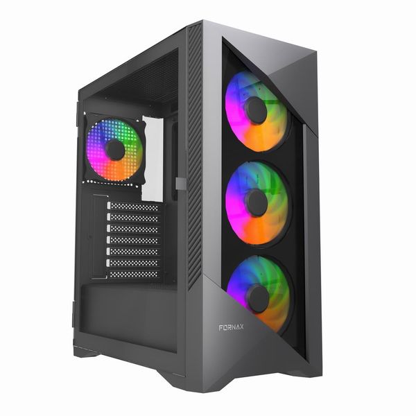 GEMBIRD Fornax 900/Midi Tower/Transpar./Černá