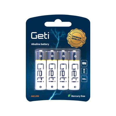 Baterie AA (LR6) alkalická GETI 1,5V Blistr 4 ks