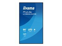 iiyama ProLite LH8664UHS-B3AG - 86" Trída úhloprícky (85.6" zobrazitelný) displej LCD s LED podsvícením - digital signage - s vestavený prehrávac médií SoC - Android - 4K UHD (2160p) 3840 x 2160 - cerná (rám), matný povrch