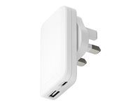 Síťový adaptér - 30 Watt - 3 A - 2 výstupní konektory (USB-C, USB) - bílá