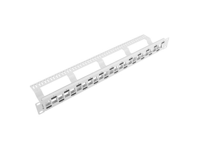 Patch panel 24 portů 1U střídavý s organizérem pro moduly keystone šedý lanberg