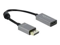 Video adaptér - DisplayPort s piny (male) do HDMI se zdířkami (female) - 20 cm - šedá, černá - podporuje 4K, aktivní