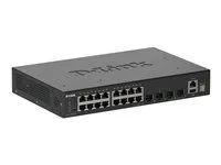 D-Link SmartPro DGS-1530-20 - Přepínač - inteligentní - 16 x 10/100/1000 + 4 x 10 Gigabit SFP+ - desktop, Lze montovat do rozvaděče
