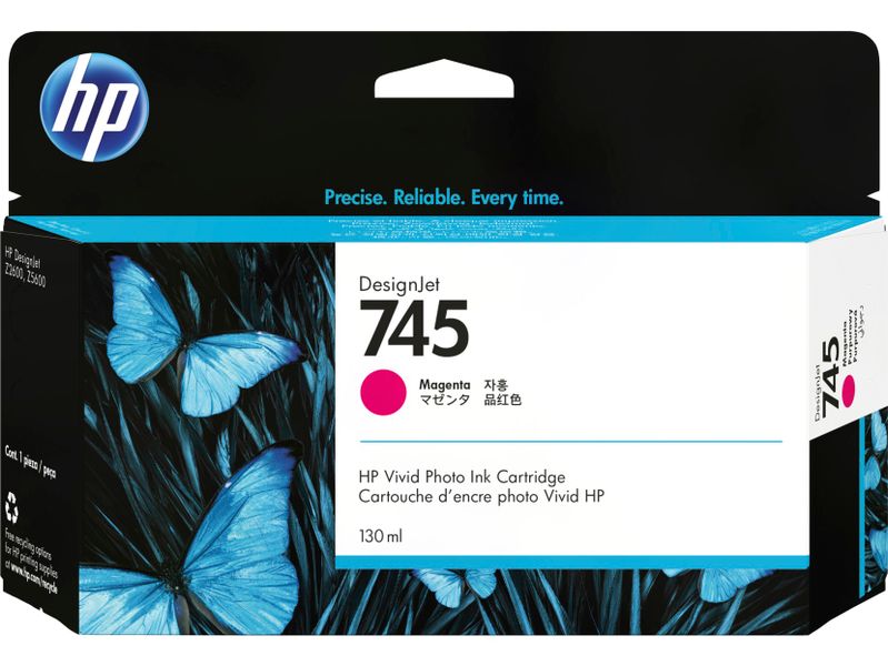 HP 745 inkoustová náplň purpurová, F9J95A