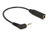 Audio adaptér - stereo mikro jack se zdířkami (female) do mini-phone stereo 3.5 mm s piny (male) - 17 cm - černá - levý úhlový konektor