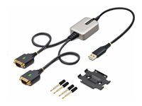 StarTech 2ft (60cm) 2-Port USB to Serial Adapter Cable, Interchangeable DB9 Screws/Nuts, COM Retention, USB-A to DB9 RS232, FTDI, Level-4 ESD Protection, Windows/macOS/ChromeOS/Linux - Rugged TPE Construction (2P1FFC-USB-SERIAL) - USB / sériový kabel - USB (M) do DB-9 (M) - 60 cm - cerná
