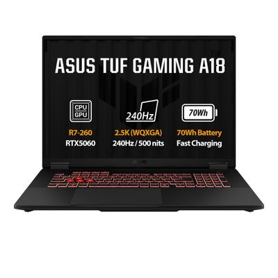 ASUS TUF Gaming A18/FA808UM-S9143Z/R7-260/18"/2560x1600/16GB/512GB/RTX 5060/bez OS/Gray/2R
