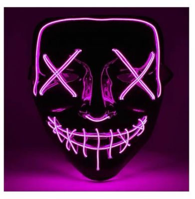 LED svítící maska – růžová | 3 režimy svícení | Halloween, karneval, cosplay