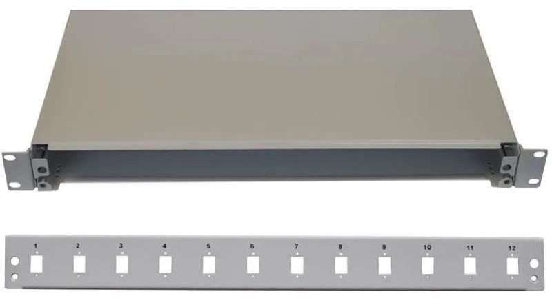 19" Optická vana 12xSC simplex včetně kazety šedá