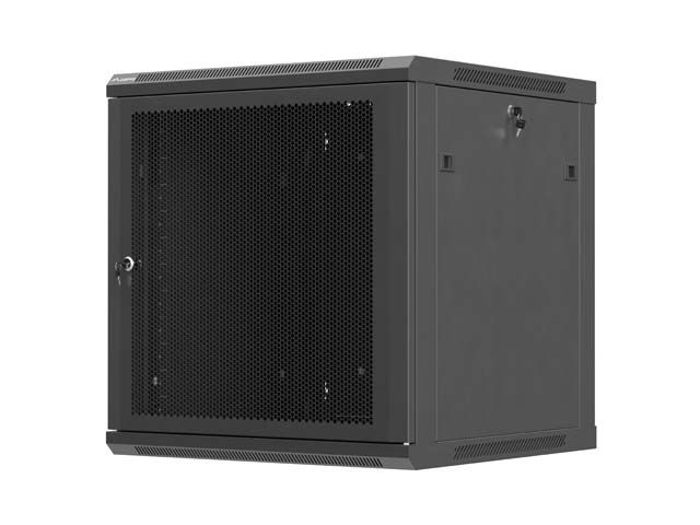 Lanberg nástěnná instalační skříň 19" 12U 600X600 černé perforované dveře (ploché balení)