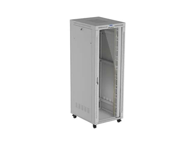 19" Volně stojící racková skříň 47U 800X1000 šedé prosklené dveře lcd lanberg (flat pack) V2