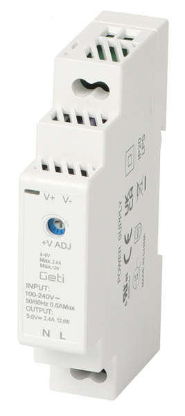 Spínaný zdroj na DIN lištu 5V/12W GETI GPS0512