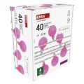 LED světelný cherry řetěz – kuličky 2,5 cm, 4 m, venkovní i vnitřní, růžová, časovač