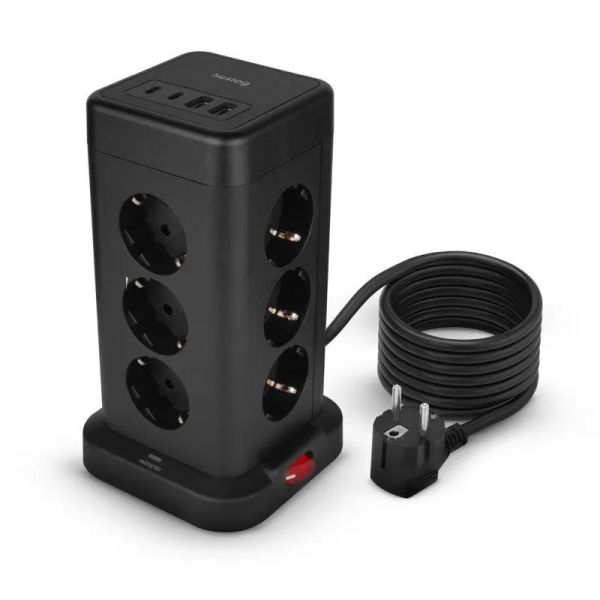 Nabíjacia stanica Huslog 15W 12xzásuvka, 2xUSB-C, 2xUSB čierna