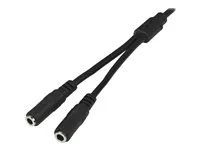 Slim Audio Splitter Y Cable and Headphone Extender - Male to 2x Female AUX Cable (MUY1MFFS) - Audio separátor - mini-phone stereo 3.5 mm s piny (male) do mini-phone stereo 3.5 mm se zdířkami (female) - 20 cm - černá - pro P/N: MU15MMS, MU6MMS