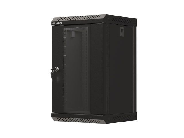 Lanberg racková skříň 10" nástěnná 9u/300x300 (flat pack) s prosklenými dveřmi černá