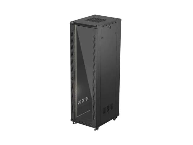 Lanberg 19" volně stojící racková skříň 42u/600x800 (flat pack) s prosklenými dveřmi černá